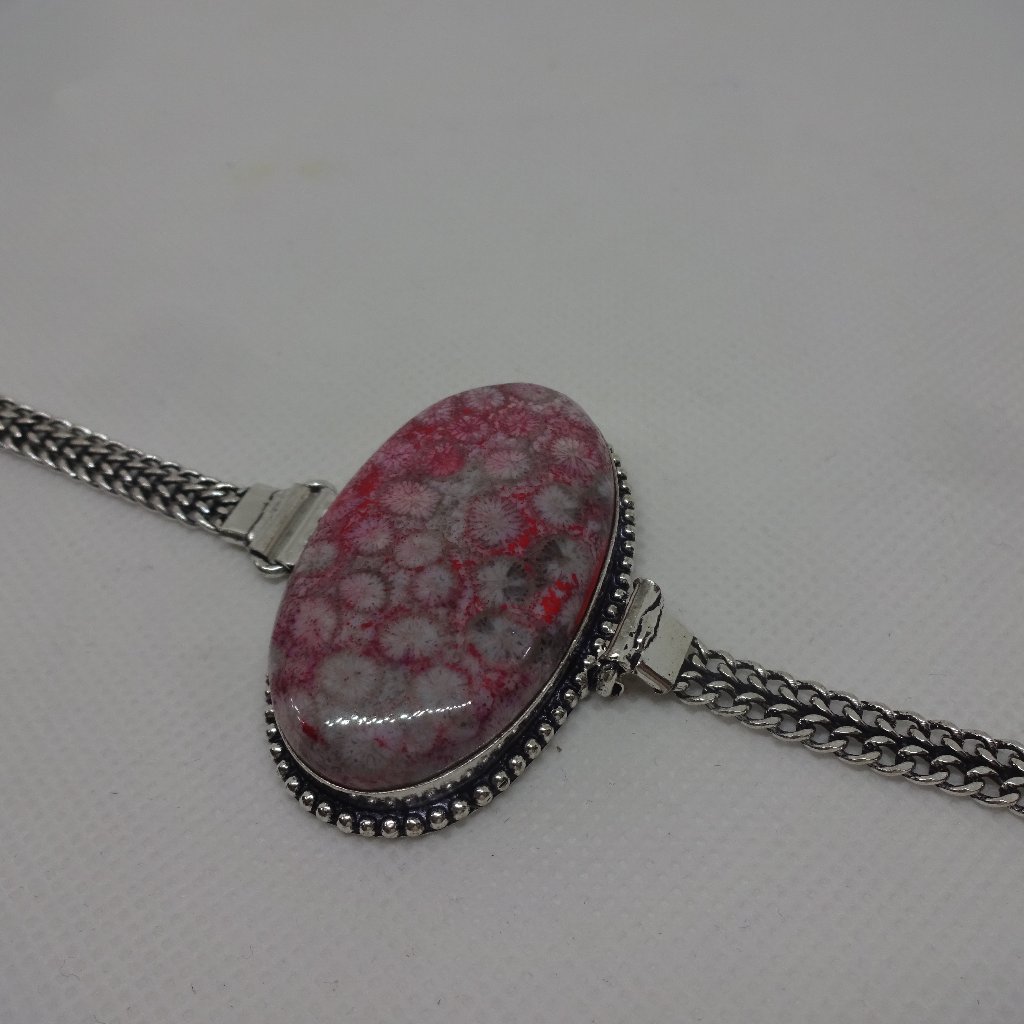 Radiant Pink Fossil Coral Handmade Sterling Bracelet 8 236a 27$
